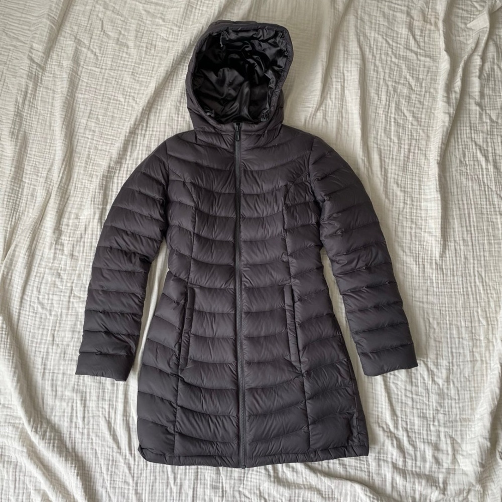 The North Face Women's Hooded Long Puffer Coat - Dark Charcoal